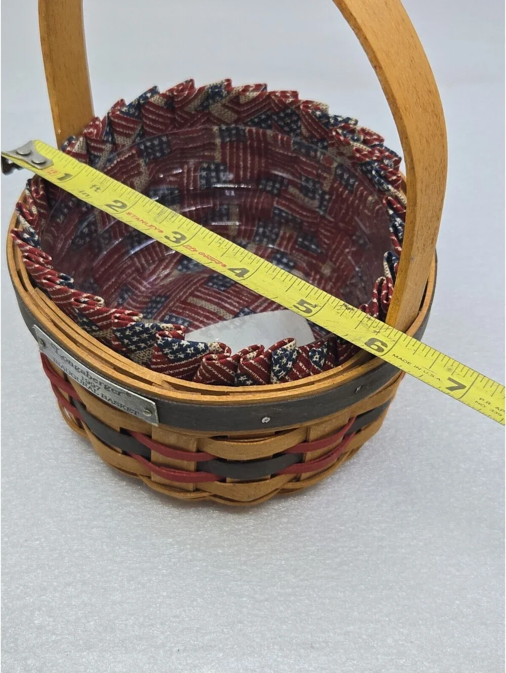 Longaberger 1997 Inaugural Basket Patriotic + Protector, Old Glory Flag Liner